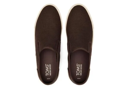Men MenBaja Dark Brown Heritage Canvas Slip On Sneaker Dark Brown TOMS Slip Ons