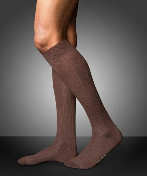 Men No 2 Finest Cashmere Men Kneehigh Socks Teak Melange FALKE Knee High Socks
