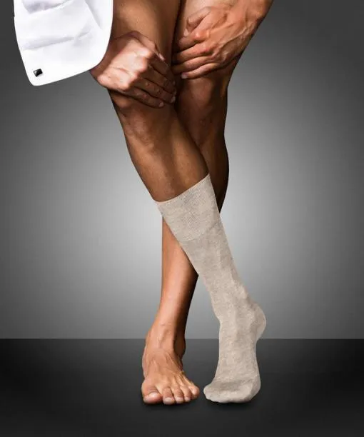 Men No 9 Pure Fil Dcosse Men Socks Wheat Mel FALKE Socks