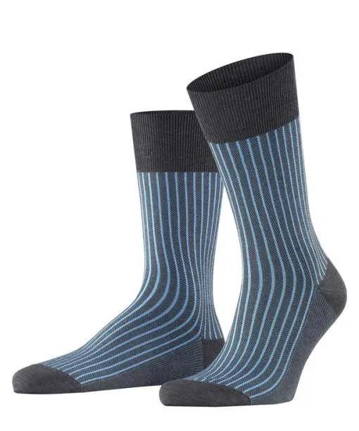 Men Oxford Stripe Men Socks Anthracite Mel FALKE Socks