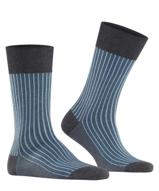Men Oxford Stripe Men Socks Anthracite Mel FALKE Socks