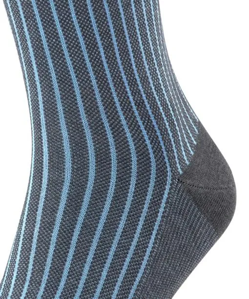 Men Oxford Stripe Men Socks Anthracite Mel FALKE Socks