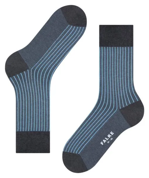 Men Oxford Stripe Men Socks Anthracite Mel FALKE Socks
