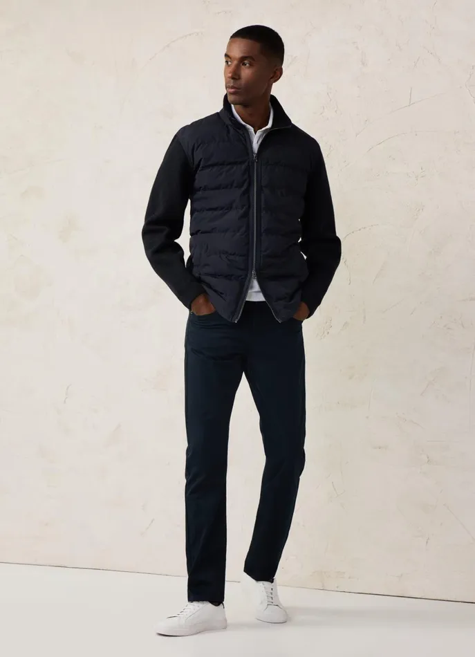 Men Pants Faonnable Classic Fit Gabardine Trousers Marine Blue