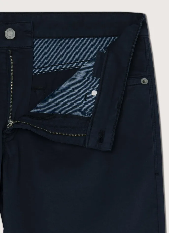Men Pants Faonnable Classic Fit Gabardine Trousers Marine Blue