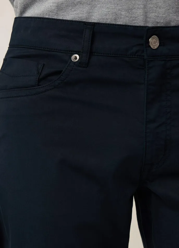 Men Pants Faonnable Classic Fit Gabardine Trousers Marine Blue