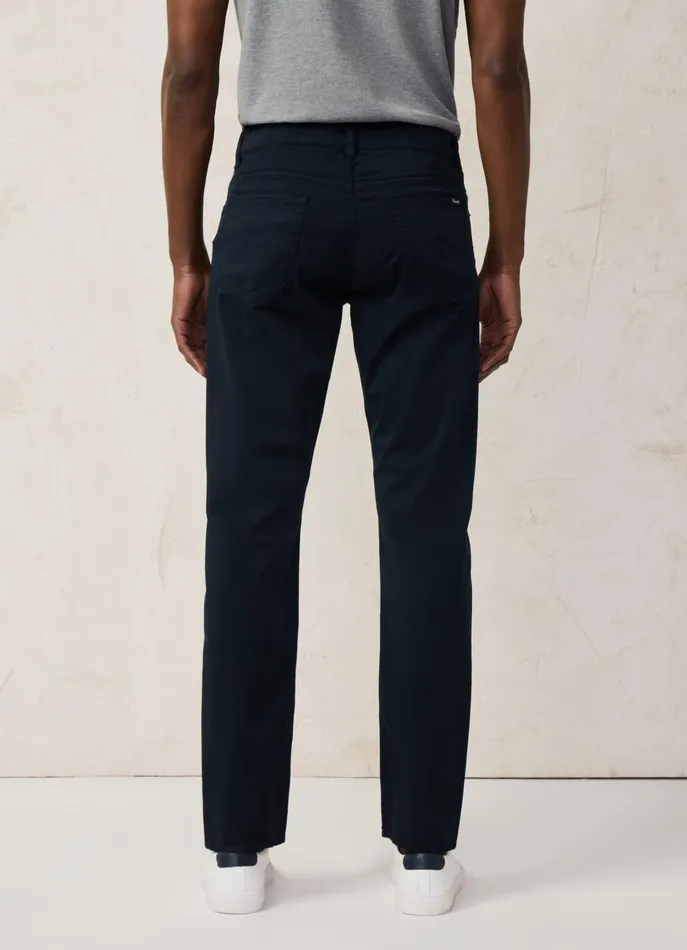 Men Pants Faonnable Classic Fit Gabardine Trousers Marine Blue
