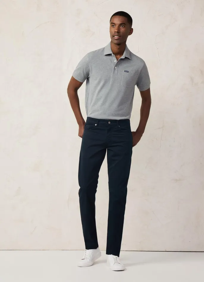 Men Pants Faonnable Classic Fit Gabardine Trousers Marine Blue
