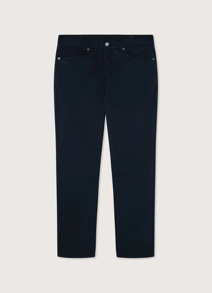 Men Pants Faonnable Classic Fit Gabardine Trousers Marine Blue