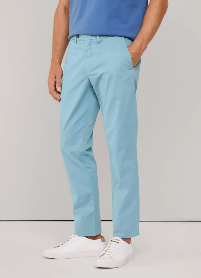 Men Pants Faonnable Regular Fit Stretch Chinos Meadow Blue