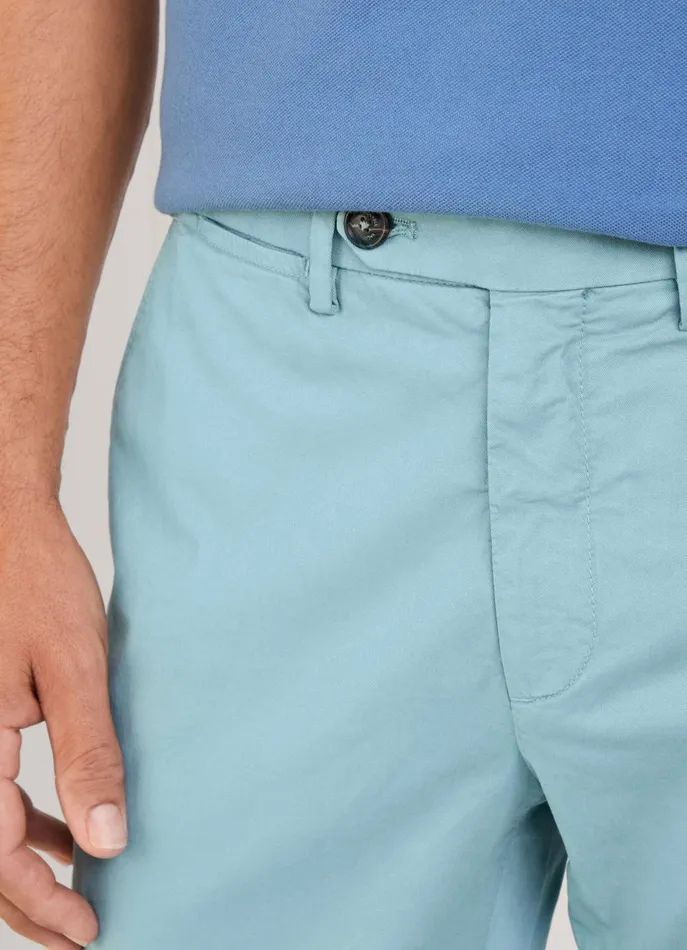 Men Pants Faonnable Regular Fit Stretch Chinos Meadow Blue