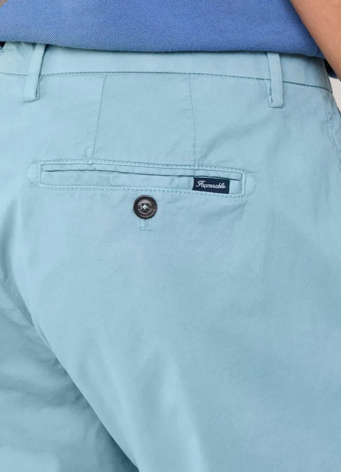 Men Pants Faonnable Regular Fit Stretch Chinos Meadow Blue