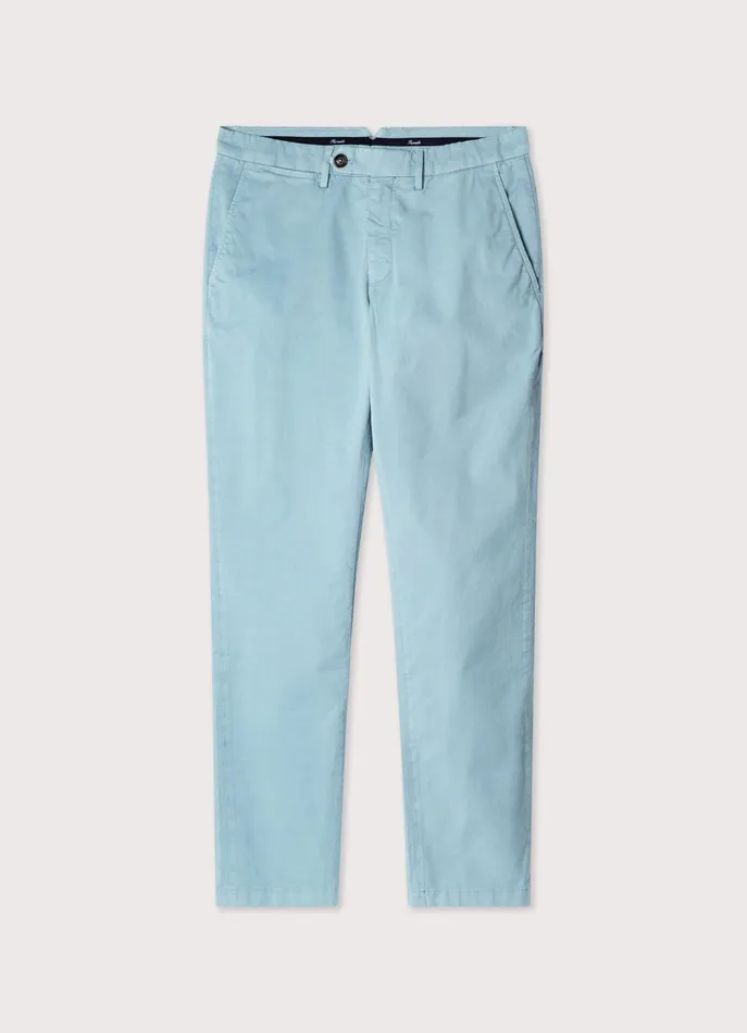 Men Pants Faonnable Regular Fit Stretch Chinos Meadow Blue