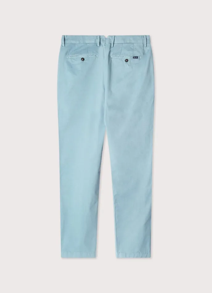 Men Pants Faonnable Regular Fit Stretch Chinos Meadow Blue