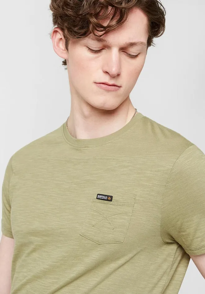 Men Patch Pocket Tamup TShirt Buff Yellow Buffalo David Bitton Tops and Tees