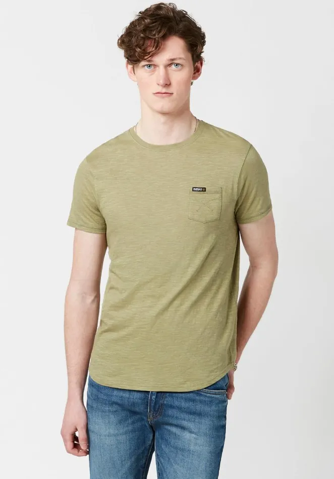 Men Patch Pocket Tamup TShirt Buff Yellow Buffalo David Bitton Tops and Tees