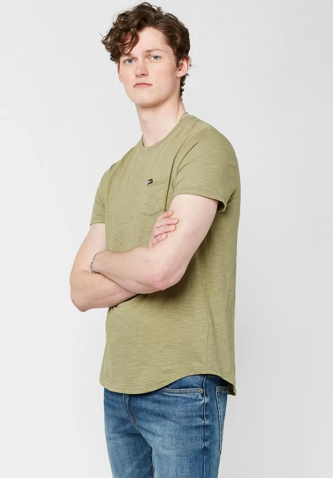 Men Patch Pocket Tamup TShirt Buff Yellow Buffalo David Bitton Tops and Tees