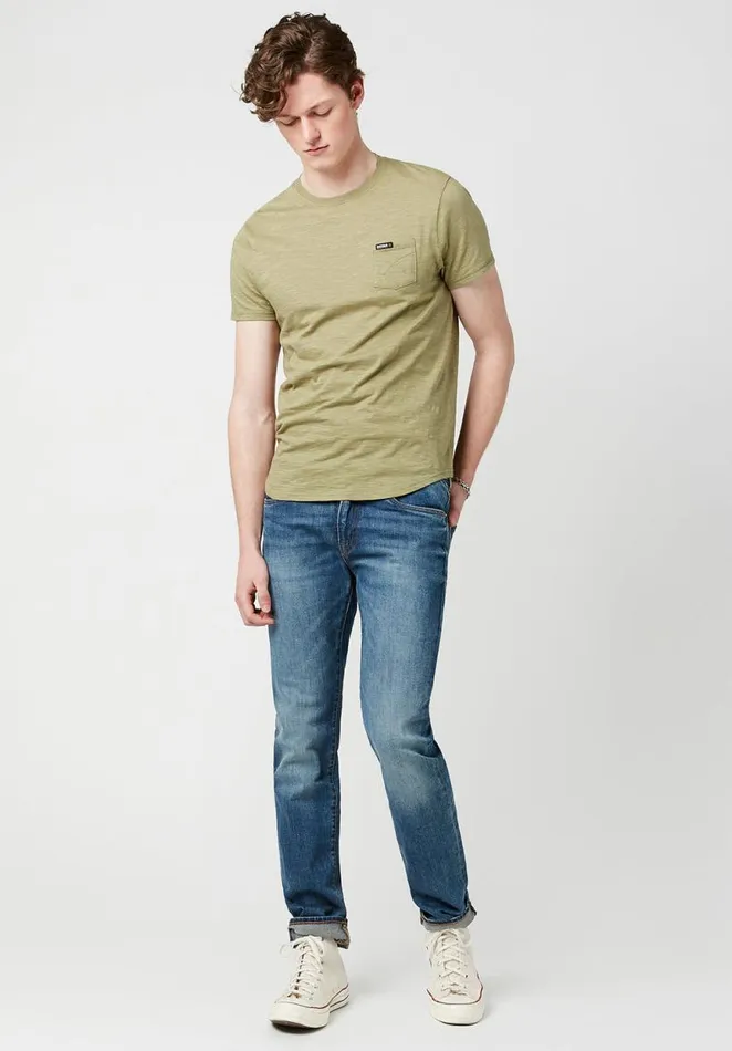 Men Patch Pocket Tamup TShirt Buff Yellow Buffalo David Bitton Tops and Tees