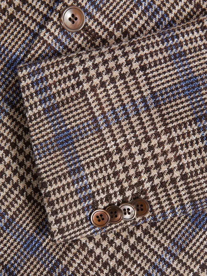 Men Reiss Blazers Jacobson Cotton Linen Single Breasted Check Blazer Beige