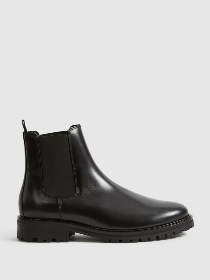 Men Reiss Boots Chiltern Leather Chelsea Boots Black