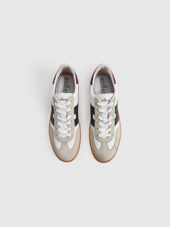 Men Reiss Brands Leather Suede Low Top Trainers White Multi