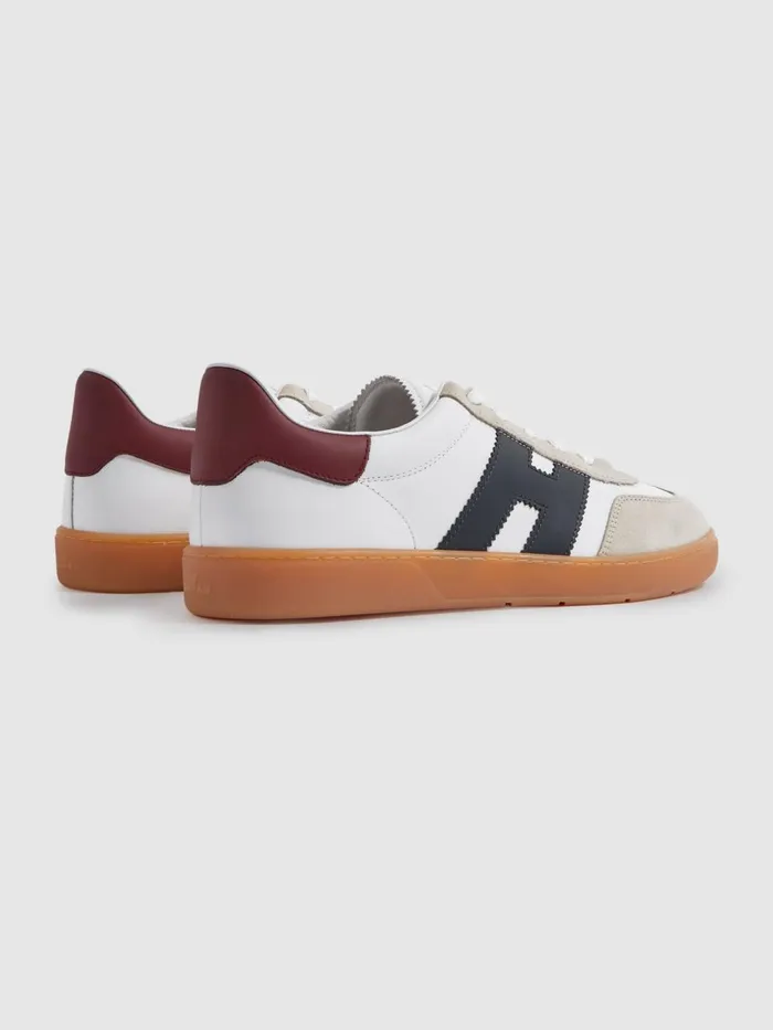 Men Reiss Brands Leather Suede Low Top Trainers White Multi