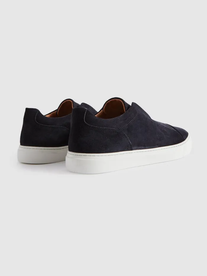 Men Reiss Brands London Suede SlipOns Trainers Dark Navy