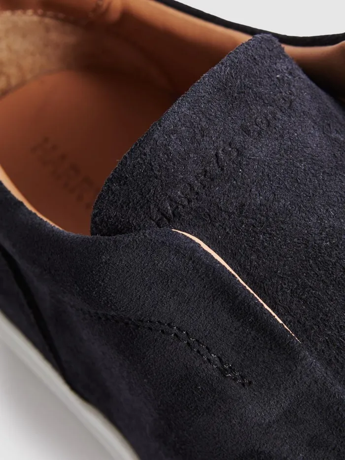 Men Reiss Brands London Suede SlipOns Trainers Dark Navy