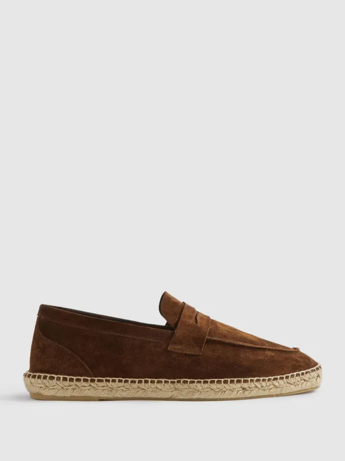 Men Reiss Casual Shoes Cannes Suede Espadrilles Tobacco