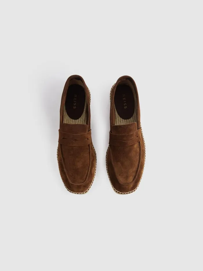 Men Reiss Casual Shoes Cannes Suede Espadrilles Tobacco