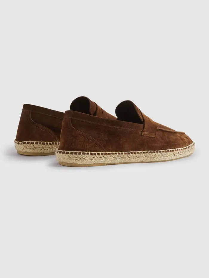 Men Reiss Casual Shoes Cannes Suede Espadrilles Tobacco