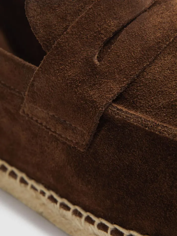 Men Reiss Casual Shoes Cannes Suede Espadrilles Tobacco