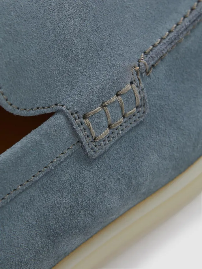 Men Reiss Casual Shoes Kason Suede SlipOn Loafers Light Blue