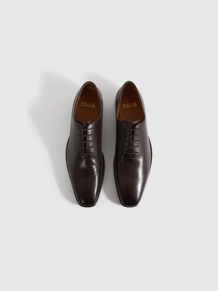 Men Reiss Formal Shoes Mead Leather LaceUp Shoes Dark Brown