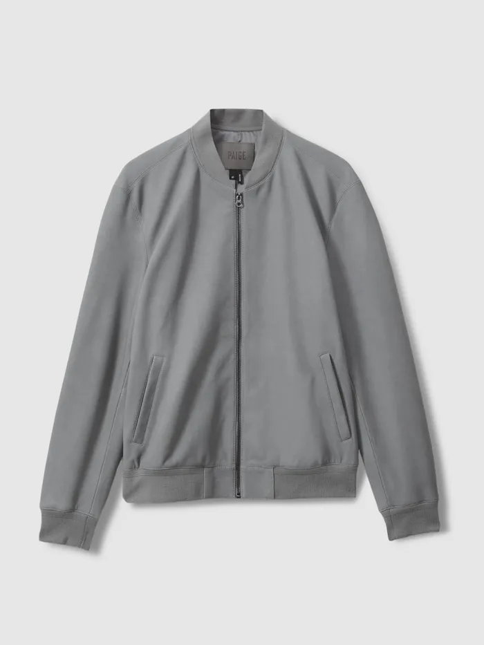 Men Reiss Outerwear and Coats Leather Bomber Jacket Grey