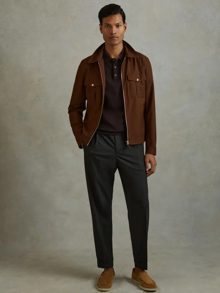 Men Reiss Pants Brighton Relaxed Drawstring Trousers With TurnUps Charcoal