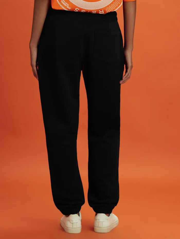 Men Reiss Pants F1 Cotton Drawstring Joggers Black