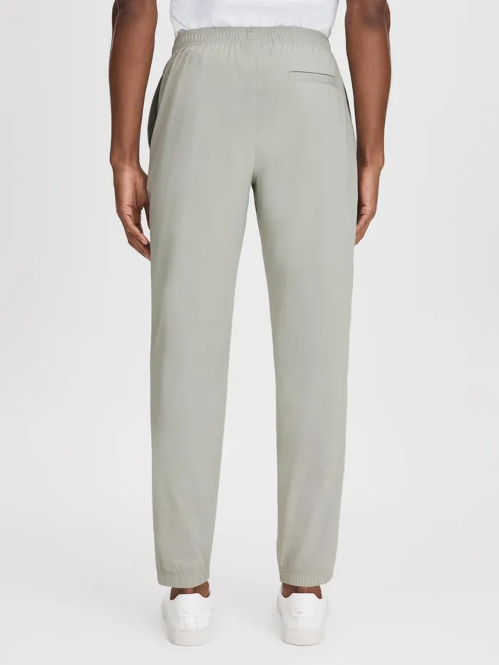 Men Reiss Pants Rival Technical Elasticated Waist Joggers Light Sage Green