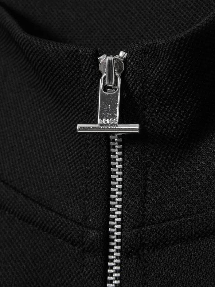 Men Reiss Polo Shirts Barret Textured HalfZip Funnel Neck Jumper Black