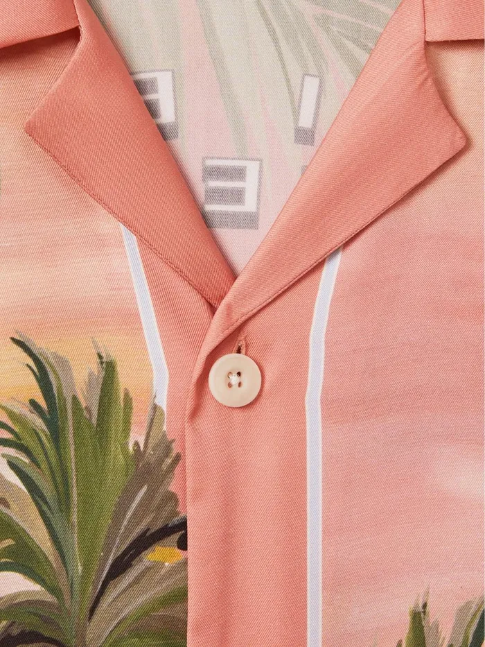 Men Reiss Shirts F1 Miami Exclusive Cuban Collar Shirt Pink Multi