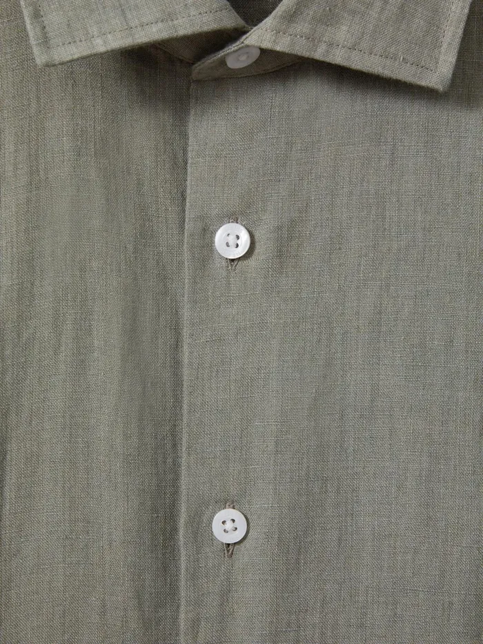 Men Reiss Shirts Holiday Slim Fit Linen ButtonThrough Shirt Pistachio