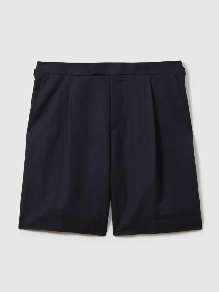 Men Reiss Shorts Con Cotton Blend Adjuster Shorts Navy