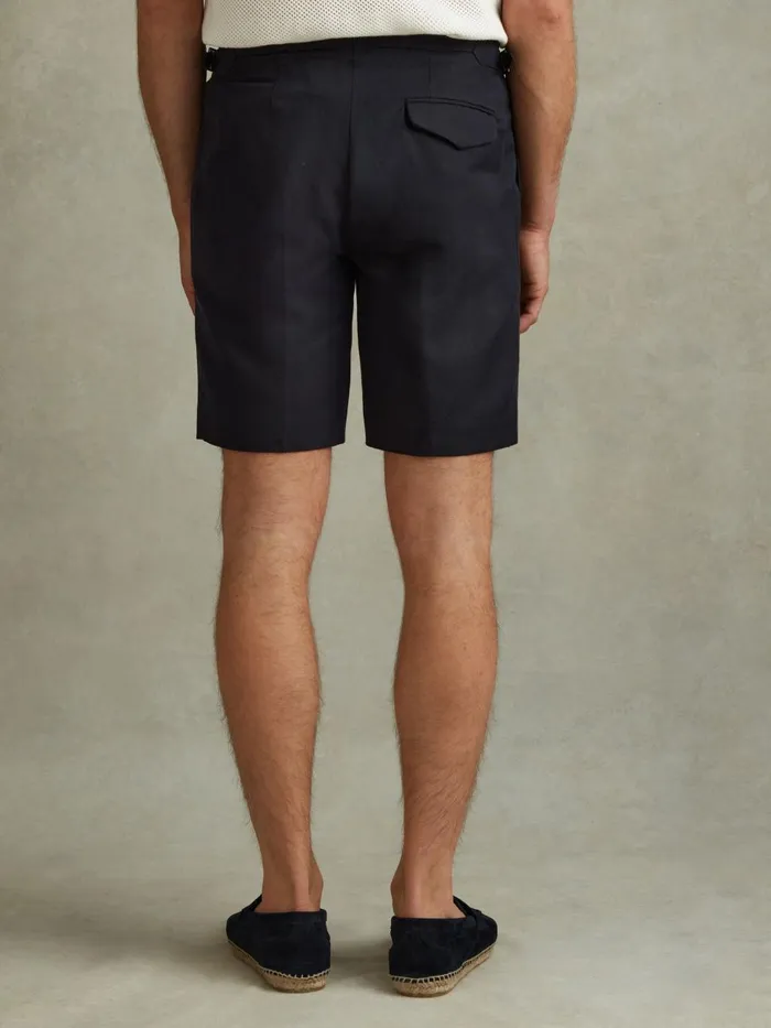 Men Reiss Shorts Con Cotton Blend Adjuster Shorts Navy