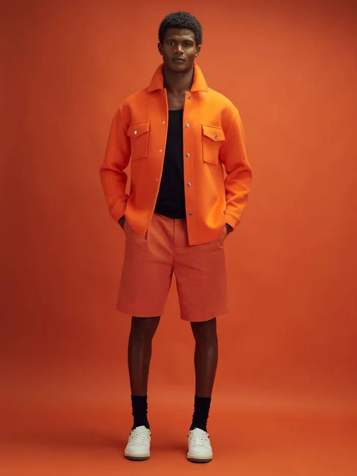Men Reiss Shorts F1 Twill Relaxed Shorts Papaya