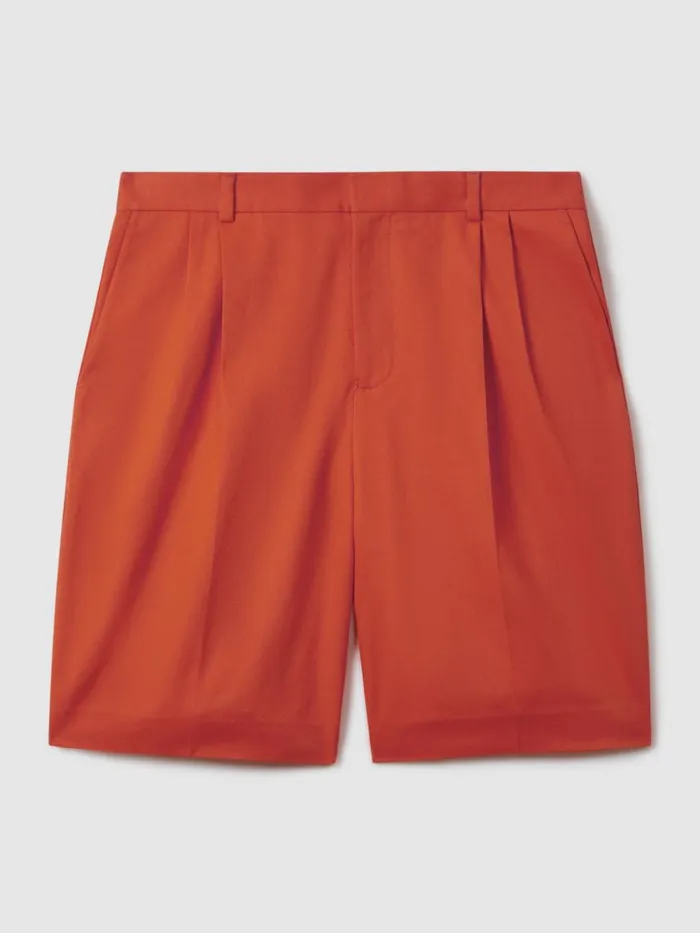 Men Reiss Shorts F1 Twill Relaxed Shorts Papaya