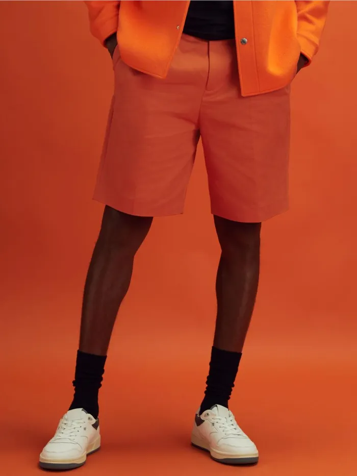 Men Reiss Shorts F1 Twill Relaxed Shorts Papaya