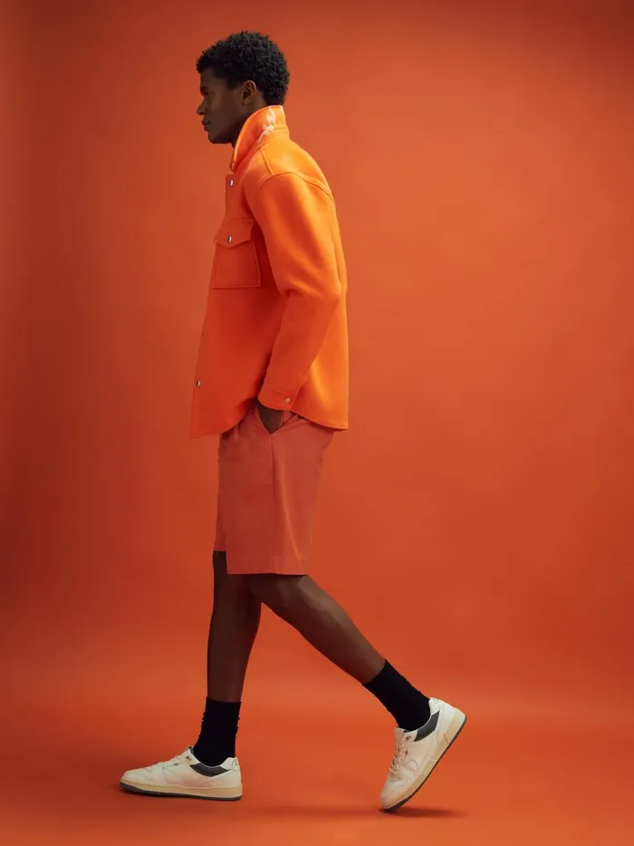 Men Reiss Shorts F1 Twill Relaxed Shorts Papaya