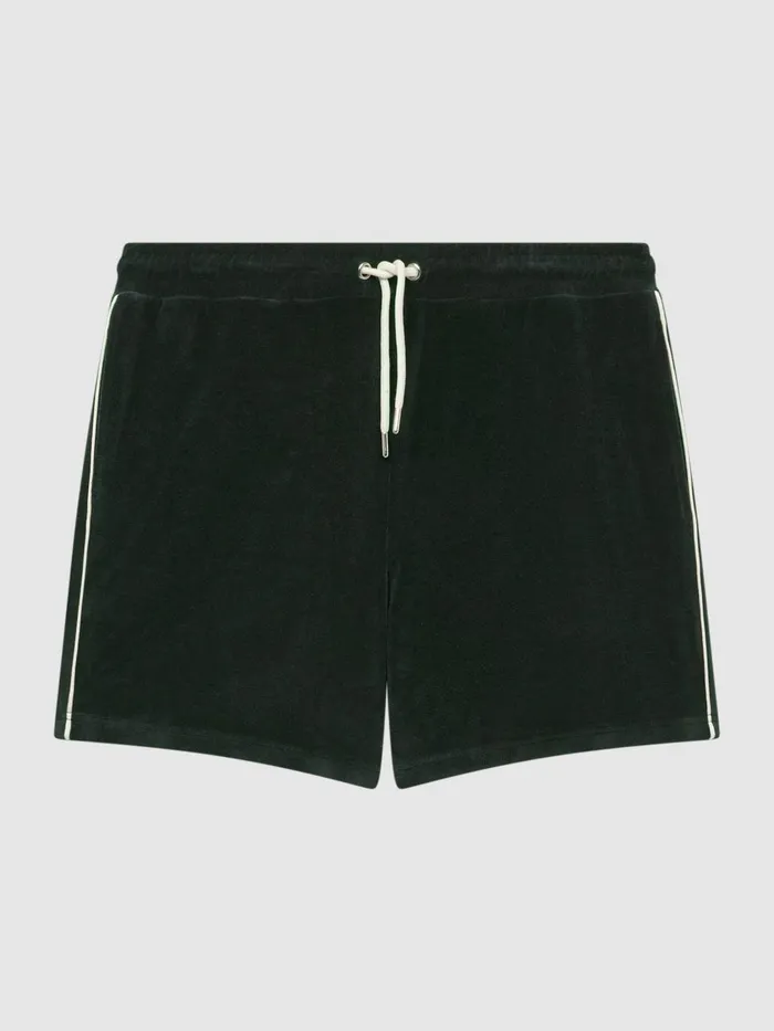 Men Reiss Shorts Fredericks Towelling Drawstring Shorts Dark Green