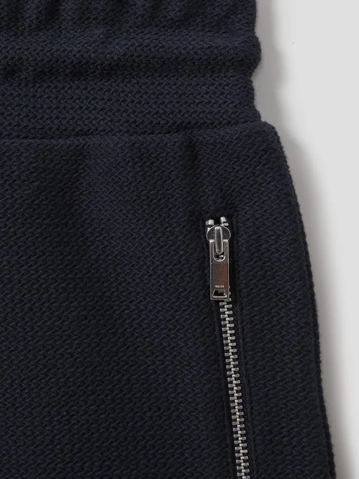 Men Reiss Shorts Hester Textured Cotton Drawstring Shorts Navy