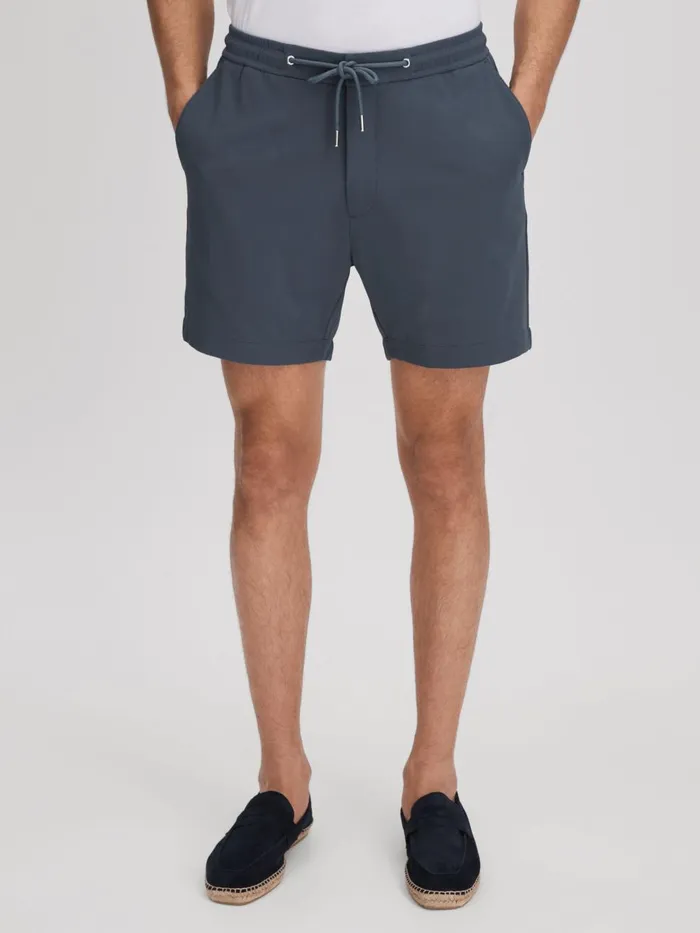Men Reiss Shorts Newmark Textured Drawstring Shorts Airforce Blue